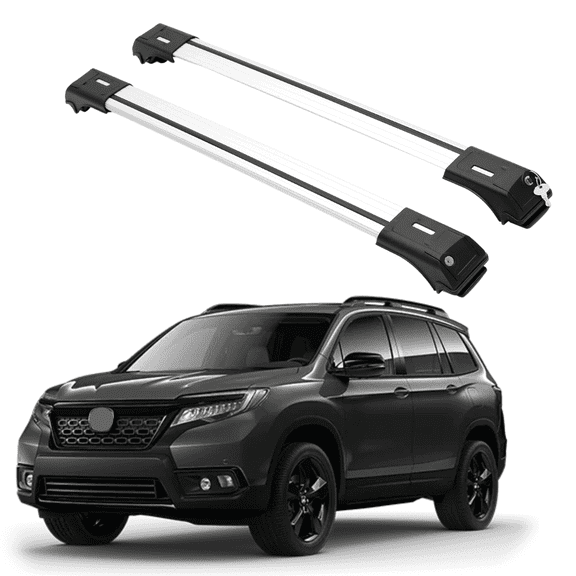 ERKUL Roof Rack Cross Bars for Honda Passport 2019-2025 | Aluminum Crossbars with Anti Theft Lock for Rooftop | Compatible with Raised Rails - Silver