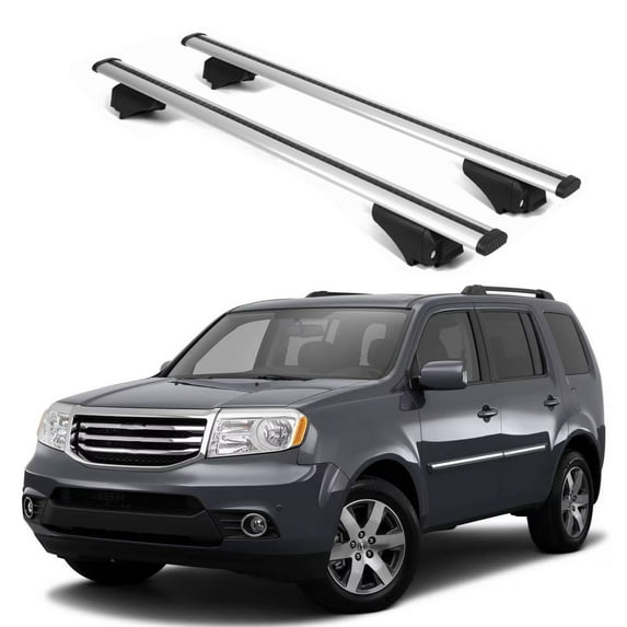 ERKUL Roof Rack Cross Bars for Honda Pilot 2009-2015 | Aluminum Crossbars with Anti Theft Lock for Rooftop | Compatible with Raised Rails - Silver
