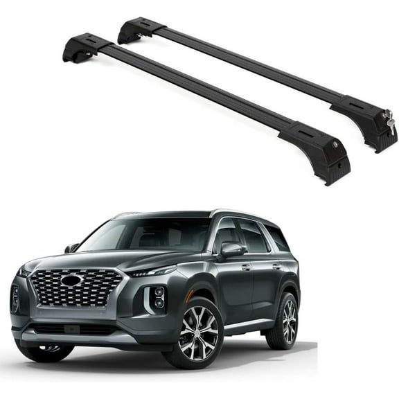 ERKUL Roof Rack Cross Bars for Hyundai Palisade 2019-2025 | Aluminum Crossbars with Anti Theft Lock for Rooftop | Compatible with Flush Rails - Black