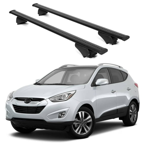ERKUL Roof Rack Cross Bars for Hyundai Tucson 2010-2015 | Aluminum Crossbars with Anti Theft Lock for Rooftop | Compatible with Raised Rails - Black