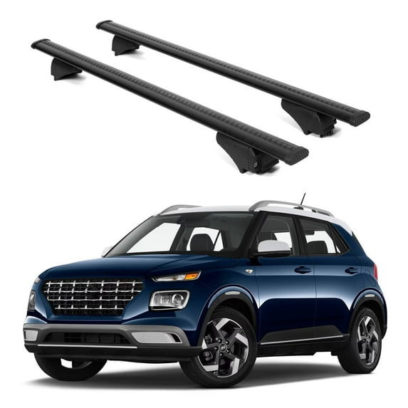 ERKUL Roof Rack Cross Bars for Hyundai Venue 2020-2025 | Aluminum Crossbars with Anti Theft Lock for Rooftop | Compatible with Raised Rails - Black