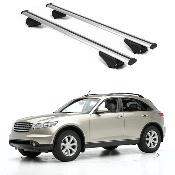 ERKUL Roof Rack Cross Bars for Infiniti FX35 2003-2013 | Aluminum Crossbars with Anti Theft Lock for Rooftop | Compatible with Raised Rails - Silver