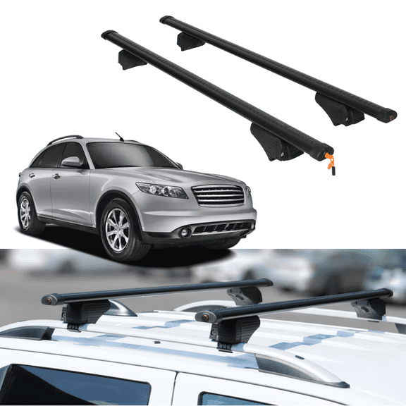 ERKUL Roof Rack Cross Bars for Infiniti FX45 2003-2008 | Aluminum Crossbars with Anti Theft Lock for Rooftop | Compatible with Raised Rails - Black
