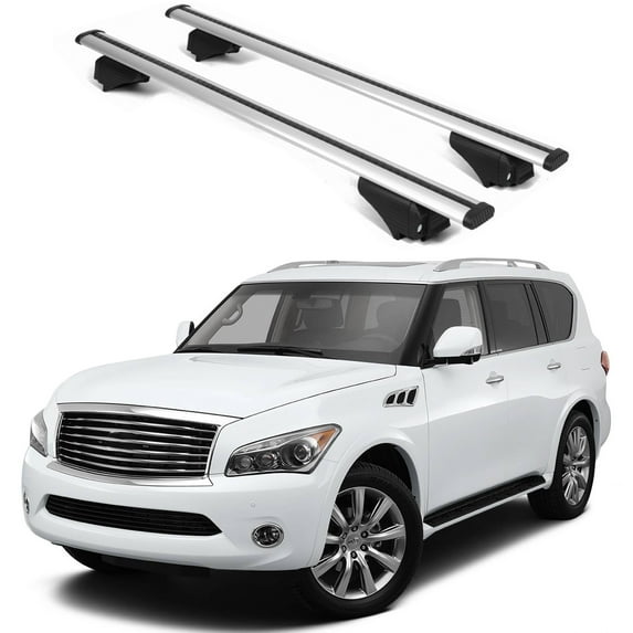 ERKUL Roof Rack Cross Bars for Infiniti QX56 2011-2013 | Aluminum Crossbars with Anti Theft Lock for Rooftop | Compatible with Raised Rails - Silver
