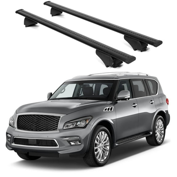 ERKUL Roof Rack Cross Bars for Infiniti QX80 2014-2017 | Aluminum Crossbars with Anti Theft Lock for Rooftop | Compatible with Raised Rails - Black