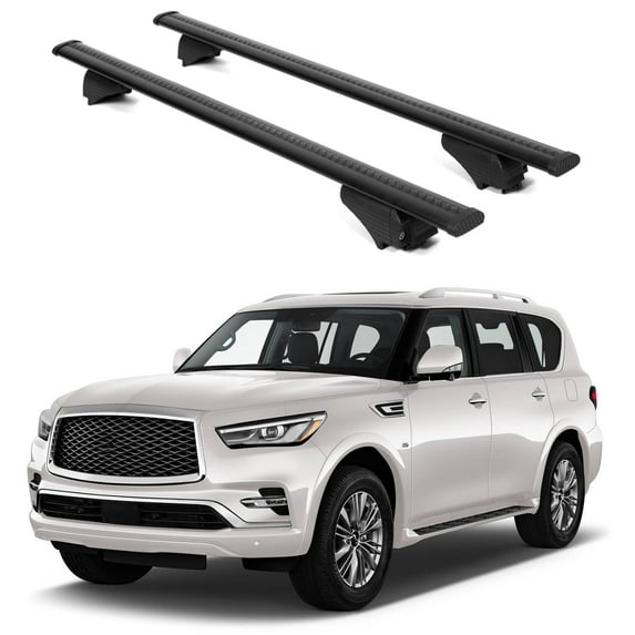 ERKUL Roof Rack Cross Bars for Infiniti QX80 2018-2024 | Aluminum Crossbars with Anti Theft Lock for Rooftop | Compatible with Raised Rails - Black