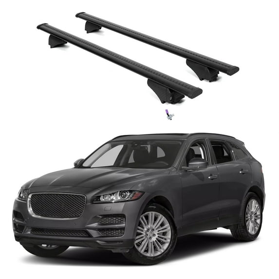 ERKUL Roof Rack Cross Bars for Jaguar F-Pace 2016-2025 | Aluminum Crossbars with Anti Theft Lock for Rooftop | Compatible with Flush Rails - Black