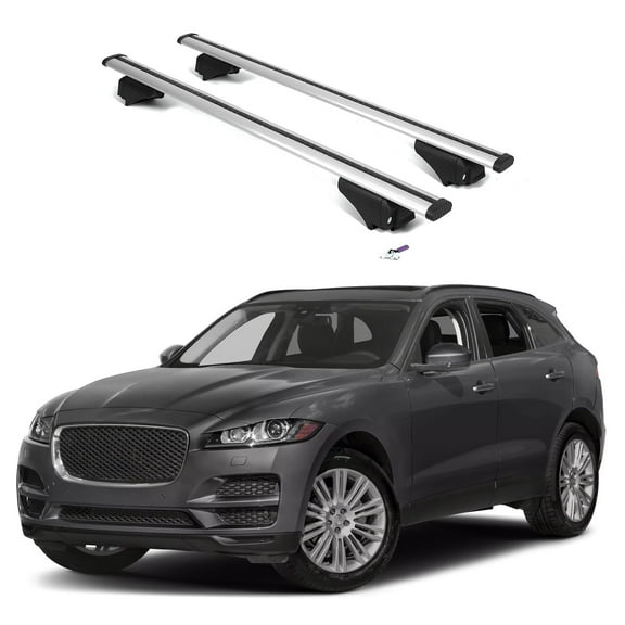ERKUL Roof Rack Cross Bars for Jaguar F-Pace 2016-2025 | Aluminum Crossbars with Anti Theft Lock for Rooftop | Compatible with Flush Rails - Silver