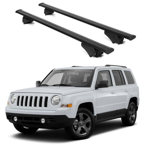 ERKUL Roof Rack Cross Bars for Jeep Patriot 2007-2017 | Aluminum Crossbars with Anti Theft Lock for Rooftop | Compatible with Raised Rails - Black