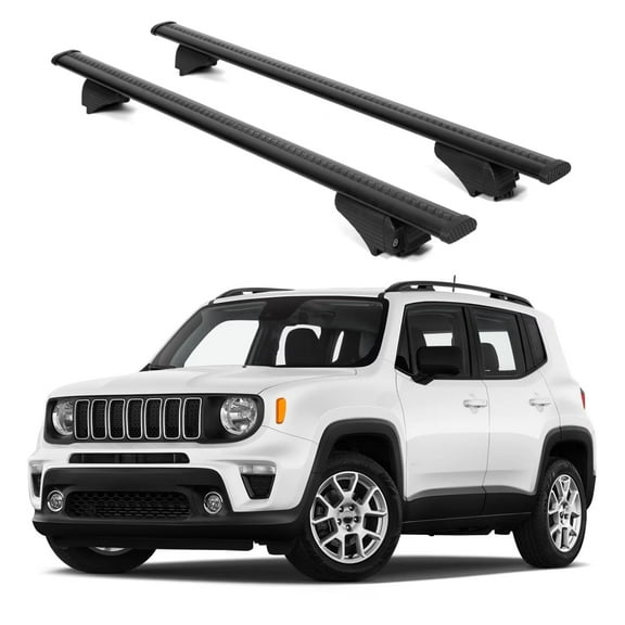 ERKUL Roof Rack Cross Bars for Jeep Renegade 2015-2024 | Aluminum Crossbars with Anti Theft Lock for Rooftop | Compatible with Raised Rails - Black