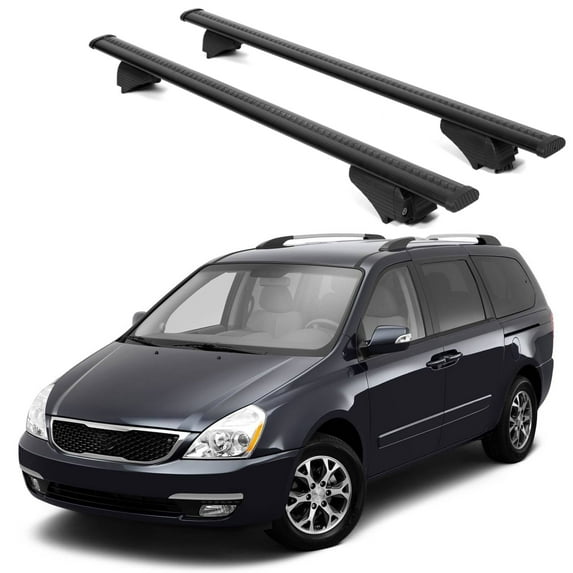 ERKUL Roof Rack Cross Bars for KIA Sedona 2011-2014 | Aluminum Crossbars with Anti Theft Lock for Rooftop | Compatible with Raised Rails - Black