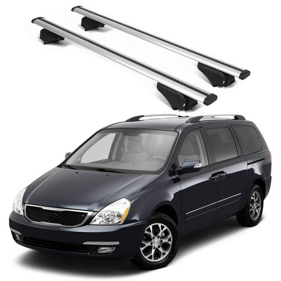 ERKUL Roof Rack Cross Bars for KIA Sedona 2011-2014 | Aluminum Crossbars with Anti Theft Lock for Rooftop | Compatible with Raised Rails - Silver