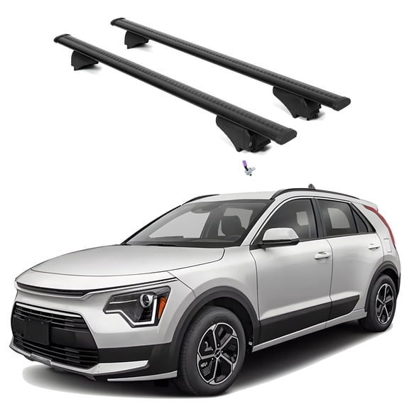 ERKUL Roof Rack Cross Bars for Kia NIRO 2023-2024 | Aluminum Crossbars with Anti Theft Lock for Rooftop | Compatible with Flush Rails - Black