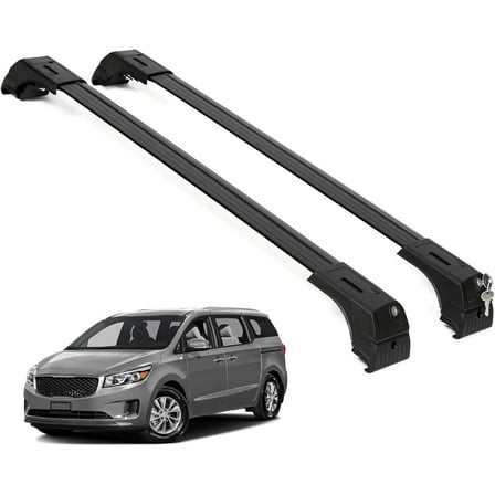 ERKUL Roof Rack Cross Bars for Kia Sedona 2015-2021 | Aluminum Crossbars with Anti Theft Lock for Rooftop | Compatible with Flush Rails - Black