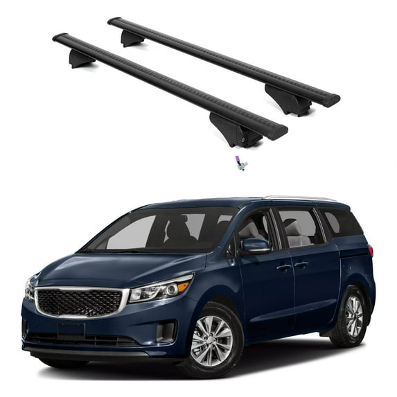 ERKUL Roof Rack Cross Bars for Kia Sedona 2015-2021 | Aluminum Crossbars with Anti Theft Lock for Rooftop | Compatible with Flush Rails - Black