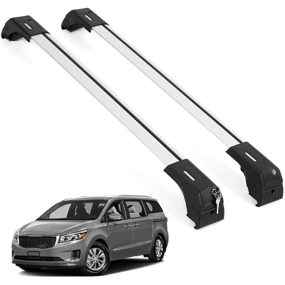 ERKUL Roof Rack Cross Bars for Kia Sedona 2015-2021 | Aluminum Crossbars with Anti Theft Lock for Rooftop | Compatible with Flush Rails - Silver