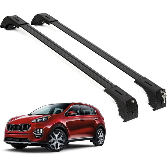 ERKUL Roof Rack Cross Bars for Kia Sportage 2017-2022 | Aluminum Crossbars with Anti Theft Lock for Rooftop | Compatible with Flush Rails - Black