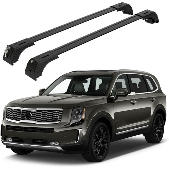 ERKUL Roof Rack Cross Bars for Kia Telluride 2020-2024 EX, S, SX, SX-P | Fits Flush Roof Rails | Black
