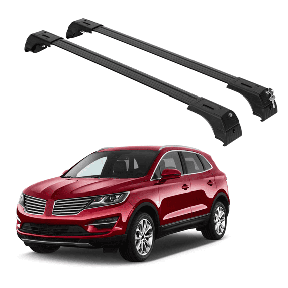 ERKUL Roof Rack Cross Bars for Lincoln MKC 2015-2019 | Aluminum Crossbars with Anti Theft Lock for Rooftop | Compatible with Flush Rails - Black