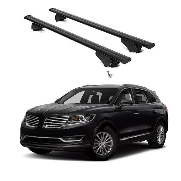 ERKUL Roof Rack Cross Bars for Lincoln MKX 2016-2018 | Aluminum Crossbars with Anti Theft Lock for Rooftop | Compatible with Flush Rails - Black