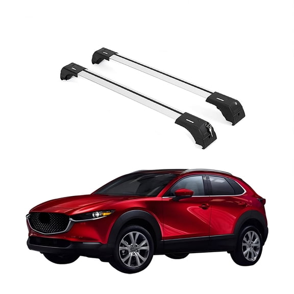 ERKUL Roof Rack Cross Bars for Mazda CX-30 2020-2025 | Aluminum Crossbars with Anti Theft Lock for Rooftop | Compatible with Flush Rails - Silver