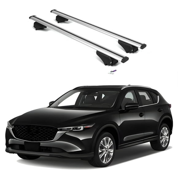 ERKUL Roof Rack Cross Bars for Mazda CX-5 CX5 2017-2025 | Aluminum Crossbars with Anti Theft Lock for Rooftop | Compatible with Flush Rails - Silver