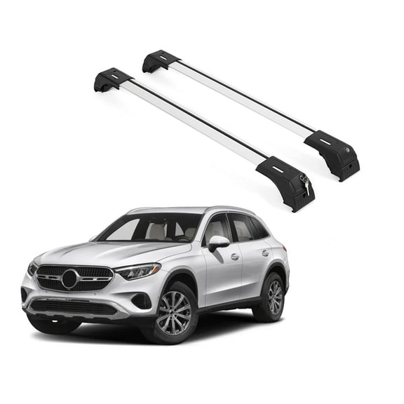 ERKUL Roof Rack Cross Bars for Mercedes Benz GLC Class 2023-2024 | Anti-Theft Lock Aluminum Crossbars for Rooftop, Cargo Carrier, Luggage | Silver