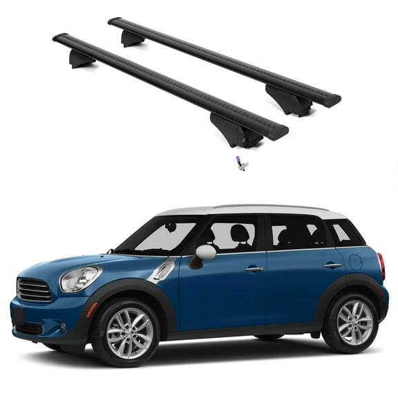 ERKUL Roof Rack Cross Bars for Mini Countryman 2011-2016 | Aluminum Crossbars with Anti Theft Lock for Rooftop | Compatible with Flush Rails - Black