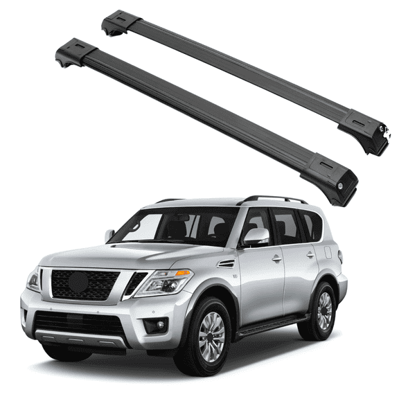 ERKUL Roof Rack Cross Bars for Nissan Armada 2017-2024 | Aluminum Crossbars with Anti Theft Lock for Rooftop | Compatible with Raised Rails - Black