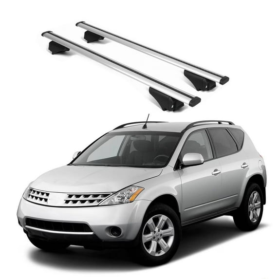 ERKUL Roof Rack Cross Bars for Nissan Murano 2003-2014 | Aluminum Crossbars with Anti Theft Lock for Rooftop | Compatible with Raised Rails - Silver