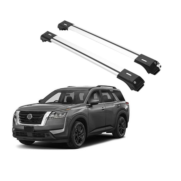 ERKUL Roof Rack Cross Bars for Nissan Pathfinder 2022-2024 | Anti-Theft Lock Aluminum Crossbars for Rooftop, Cargo Carrier, Luggage | Silver