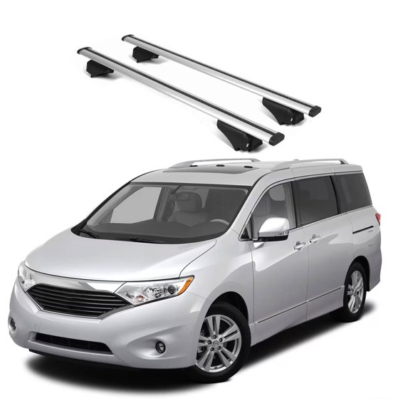 ERKUL Roof Rack Cross Bars for Nissan Quest 2011-2017 | Aluminum Crossbars with Anti Theft Lock for Rooftop | Compatible with Raised Rails - Silver