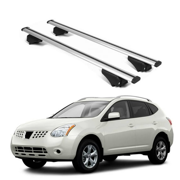 ERKUL Roof Rack Cross Bars for Nissan Rogue 2008-2013 | Aluminum Crossbars with Anti Theft Lock for Rooftop | Compatible with Raised Rails - Silver