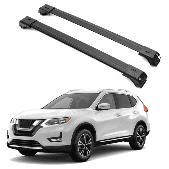 ERKUL Roof Rack Cross Bars for Nissan Rogue 2014-2020 | Aluminum Crossbars with Anti Theft Lock for Rooftop | Compatible with Raised Rails - Black