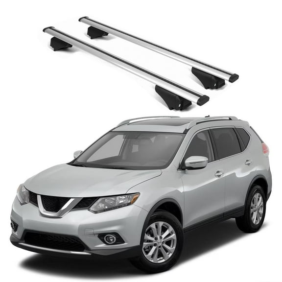 ERKUL Roof Rack Cross Bars for Nissan Rogue 2014-2020 | Aluminum Crossbars with Anti Theft Lock for Rooftop | Compatible with Raised Rails - Silver