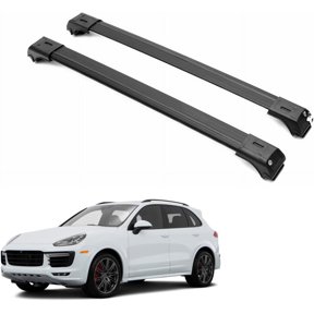 ERKUL Roof Rack Cross Bars for Porsche Cayenne 2003-2010 | Aluminum Crossbars with Anti Theft Lock for Rooftop | Compatible with Raised Rails - Black