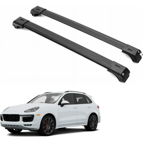 ERKUL Roof Rack Cross Bars for Porsche Cayenne 2003-2010 | Aluminum Crossbars with Anti Theft Lock for Rooftop | Compatible with Raised Rails - Black