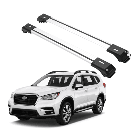 ERKUL Roof Rack Cross Bars for Subaru Ascent 2019-2024 | Aluminum Crossbars with Anti Theft Lock for Rooftop | Compatible with Raised Rails - Silver