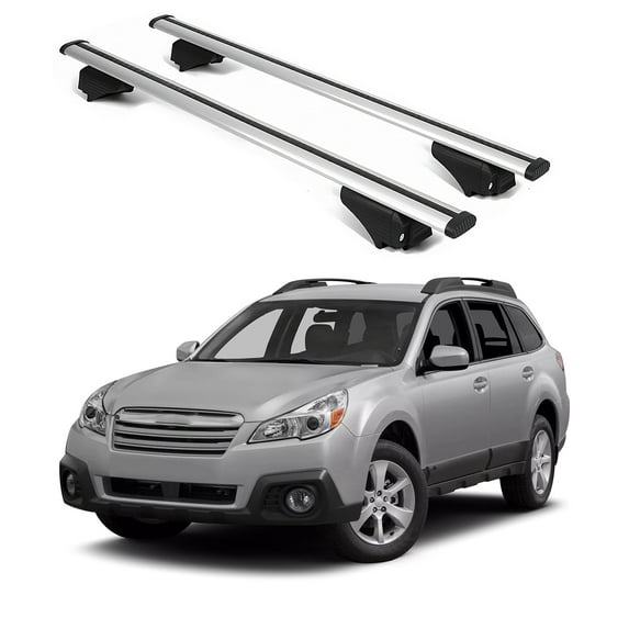 ERKUL Roof Rack Cross Bars for Subaru Outback 2010-2014 | Aluminum Crossbars with Anti Theft Lock for Rooftop | Compatible with Raised Rails - Silver