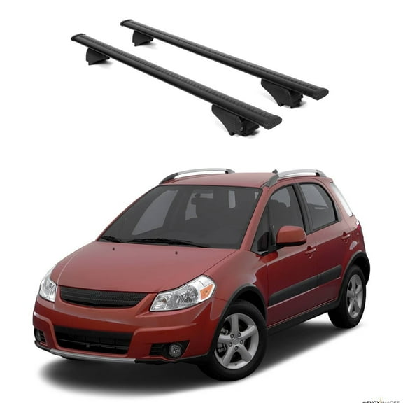 ERKUL Roof Rack Cross Bars for Suzuki SX4 2006-2013 | Aluminum Crossbars with Anti Theft Lock for Rooftop | Compatible with Raised Rails - Black