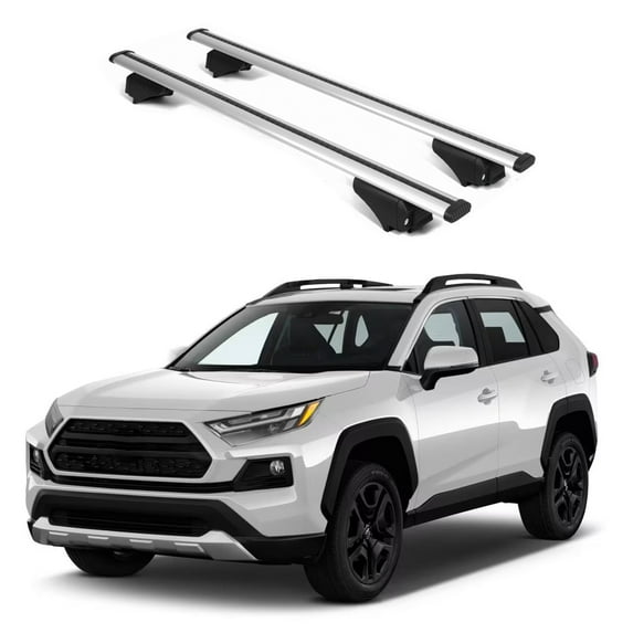ERKUL Roof Rack Cross Bars for Toyota 4Runner 2010-2024 | Aluminum Crossbars with Anti Theft Lock for Rooftop | Compatible with Raised Rails - Silver
