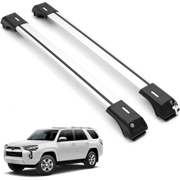 ERKUL Roof Rack Cross Bars for Toyota 4Runner 2010-2024 | Aluminum Crossbars with Anti Theft Lock for Rooftop | Compatible with Raised Rails - Silver
