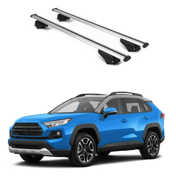ERKUL Roof Rack Cross Bars for Toyota RAV4 2019-2024 | Aluminum Crossbars with Anti Theft Lock for Rooftop | Compatible with Raised Rails - Silver