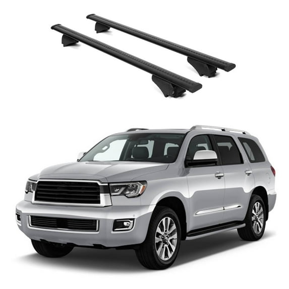 ERKUL Roof Rack Cross Bars for Toyota Sequoia 2008-2022 | Aluminum Crossbars with Anti Theft Lock for Rooftop | Compatible with Raised Rails - Black