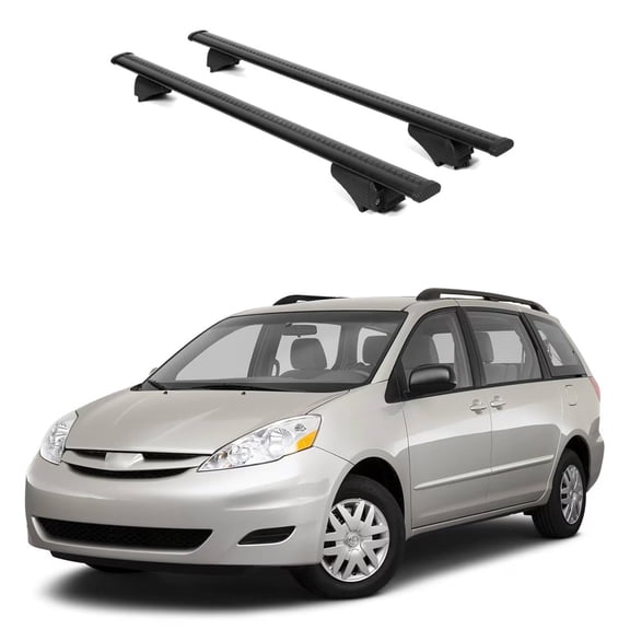 ERKUL Roof Rack Cross Bars for Toyota Sienna 2004-2010 | Aluminum Crossbars with Anti Theft Lock for Rooftop | Compatible with Raised Rails - Black