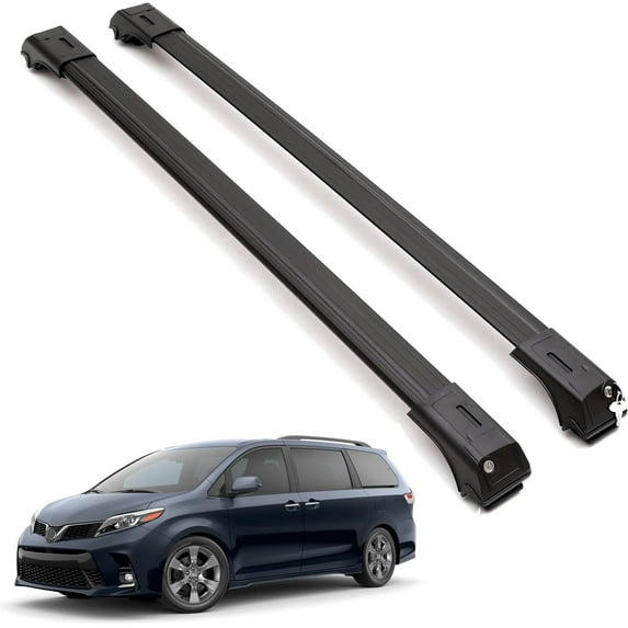 ERKUL Roof Rack Cross Bars for Toyota Sienna 2011-2020 | Aluminum Crossbars with Anti Theft Lock for Rooftop | Compatible with Raised Rails - Black