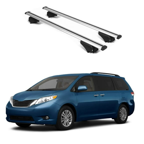 ERKUL Roof Rack Cross Bars for Toyota Sienna 2011-2020 | Aluminum Crossbars with Anti Theft Lock for Rooftop | Compatible with Raised Rails - Silver