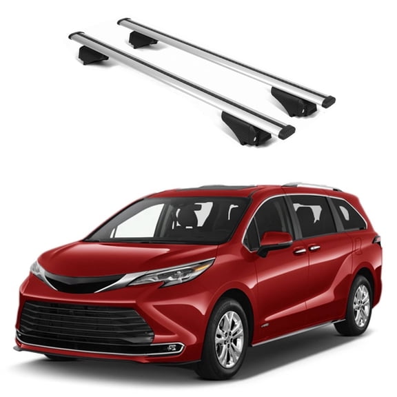 ERKUL Roof Rack Cross Bars for Toyota Sienna 2021-2025 | Aluminum Crossbars with Anti Theft Lock for Rooftop | Compatible with Raised Rails - Silver