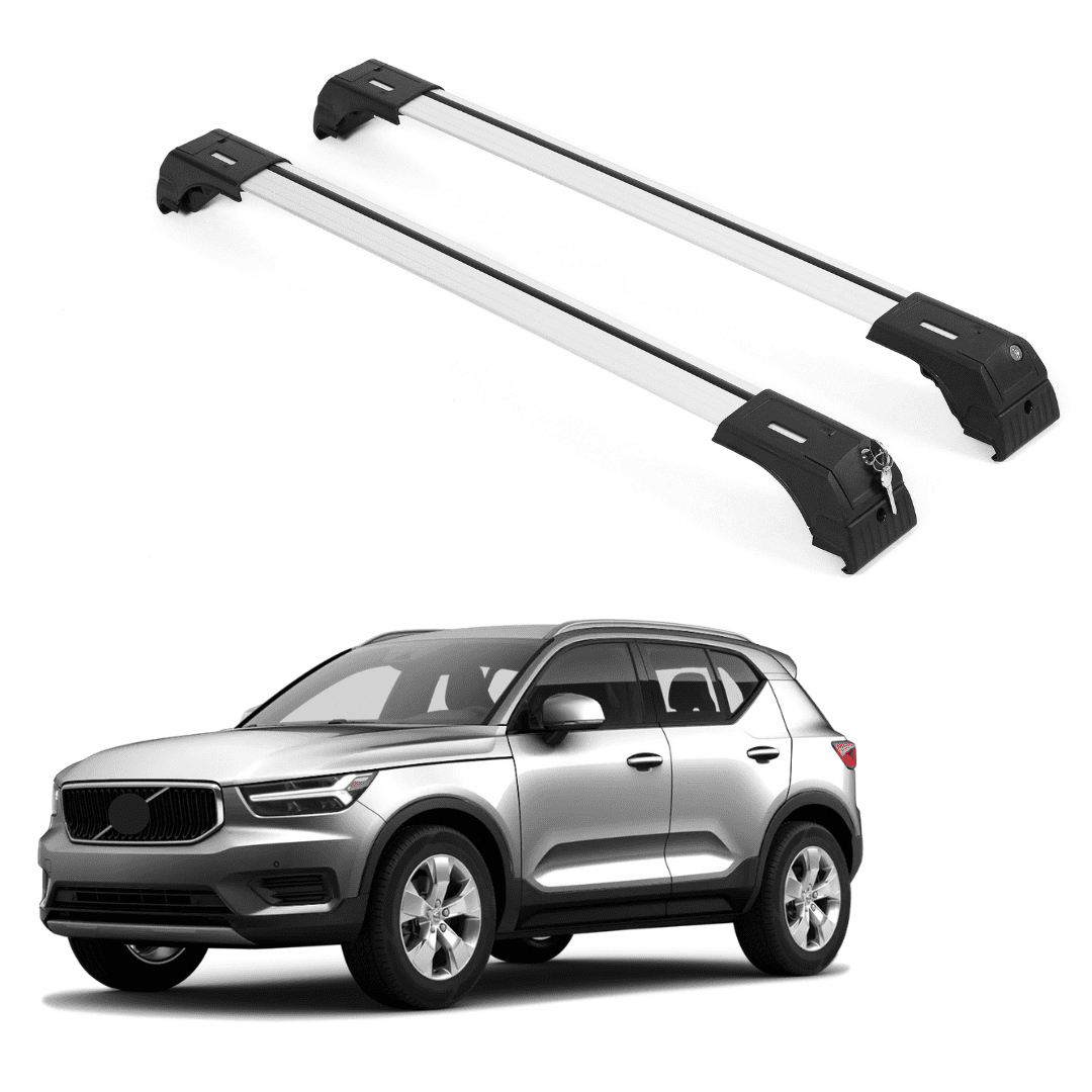 ERKUL Roof Rack Cross Bars For Lincoln MKC 2015-2019 - Aluminum, Lockable, 165 Lb Capacity, Fits Flush Rails (Black)