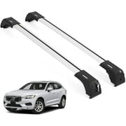 ERKUL Roof Rack Cross Bars for Volvo XC60 2018-2024 | Aluminum Crossbars with Anti Theft Lock for Rooftop | Compatible with Flush Rails - Silver